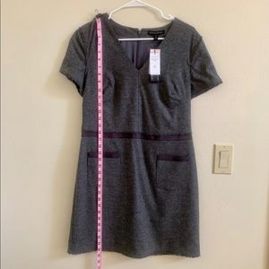 Gray mini dress flannel v neck short sleeve
